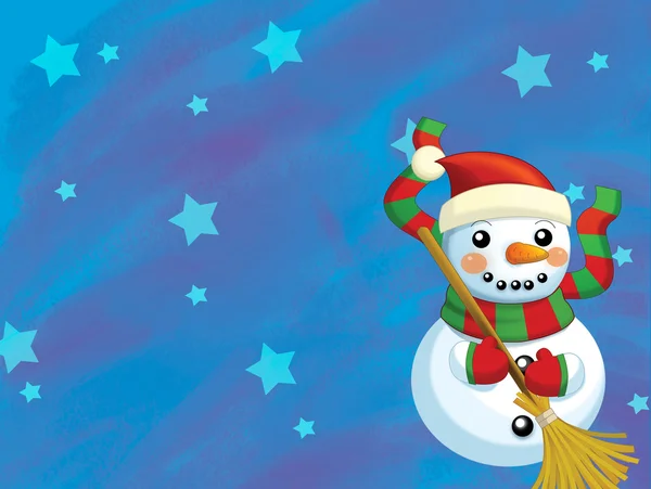 Der weihnachtliche Schneemann — Stockfoto