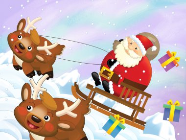 Noel Baba hediye dolu torba ile sürme