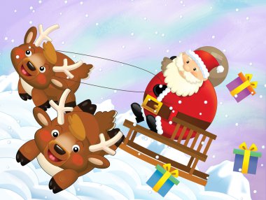 Noel Baba hediye dolu torba ile sürme