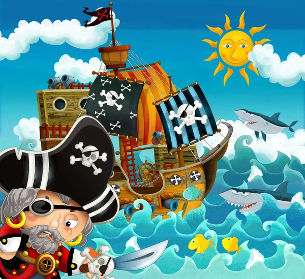 Пираты и корабли — стоковое фото