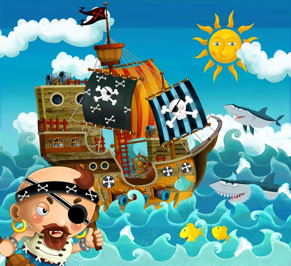 Piráti a lodí — Stock fotografie
