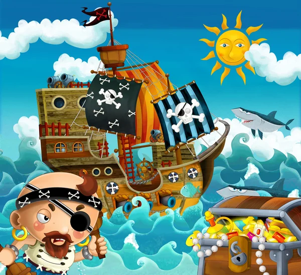 Piraci i statków — Zdjęcie stockowe
