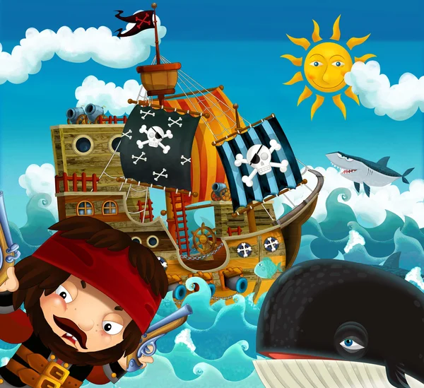Piráti a lodí — Stock fotografie