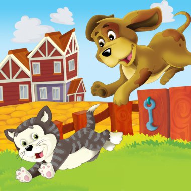 çiftlik - kedi - köpek eğlenceli takip