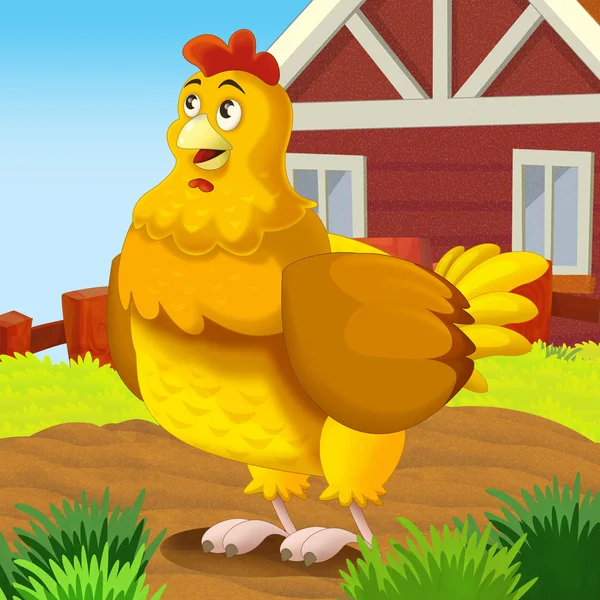 Happy farm chicken — Stock Photo, Image