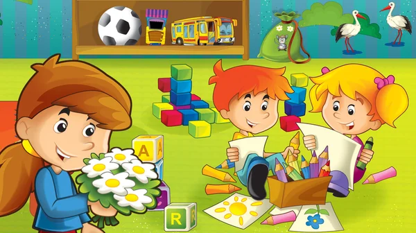 Der Cartoon-Kindergarten - Spiel und Spaß — Stockfoto