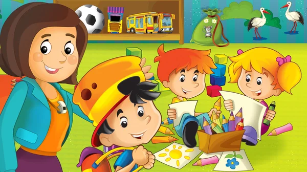 The cartoon kindergarten - fun and play — Stock Photo, Image