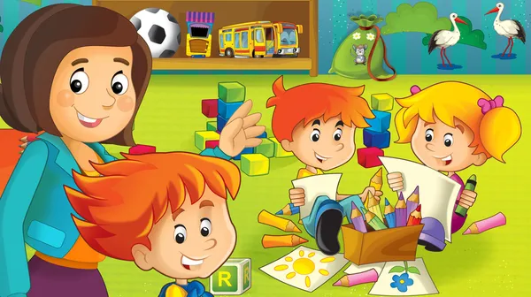 The cartoon kindergarten - fun and play — Stock Photo, Image