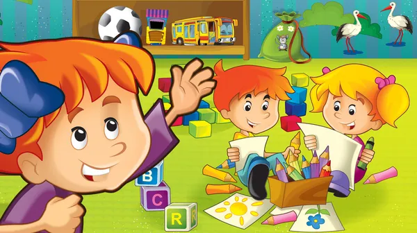 The cartoon kindergarten — Stock Photo, Image