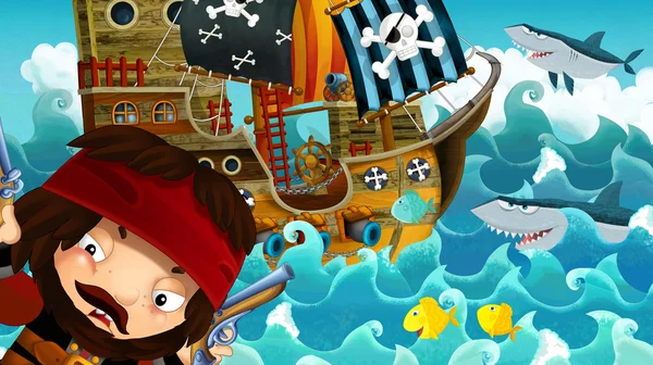 I pirati e le navi — Foto Stock