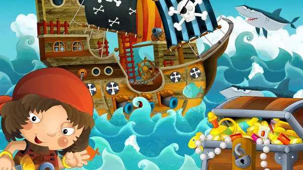 I pirati e le navi — Foto Stock