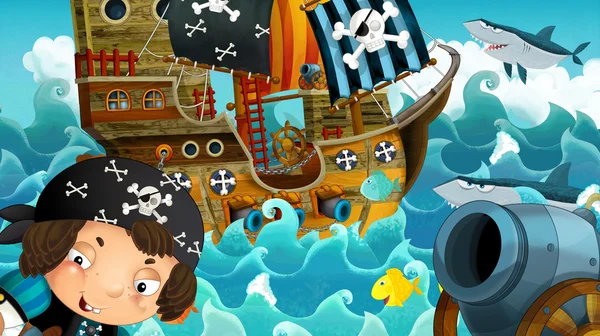 Os piratas e os navios — Fotografia de Stock