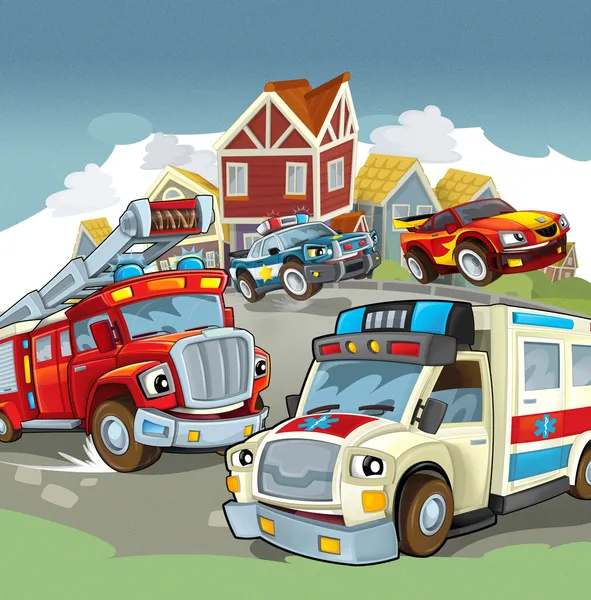Die Abbildung mit vielen Fahrzeugen — Stockfoto