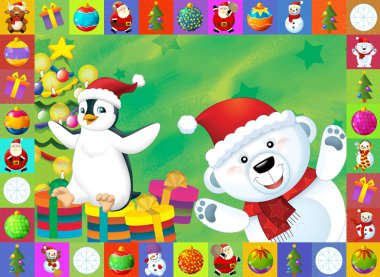 açık arka plan - çizim çocuklar için Noel kartıyla