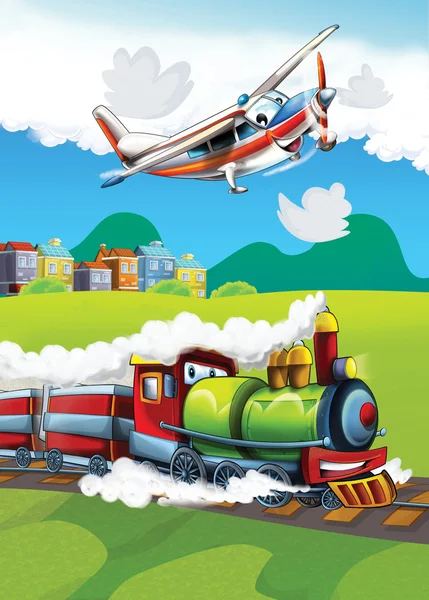 La locomotiva e la macchina volante — Foto Stock