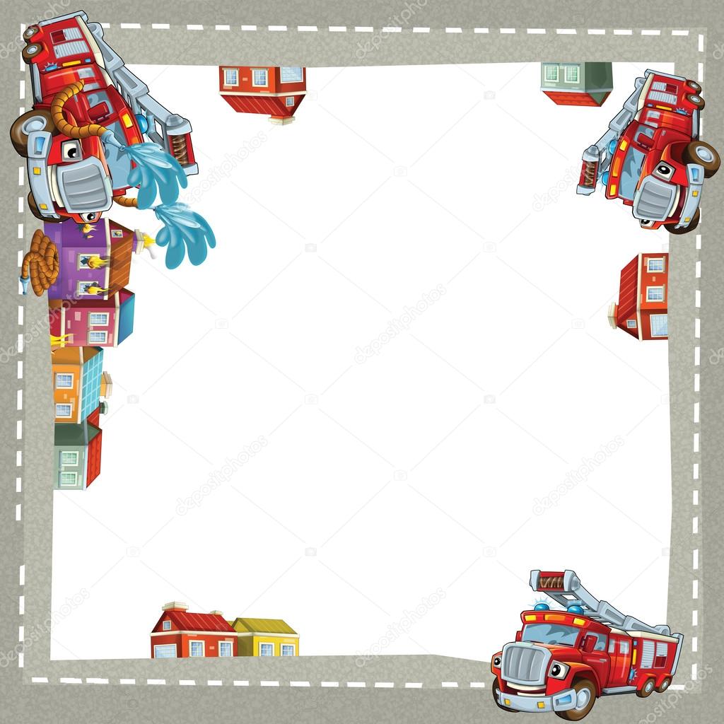 Artistic Cartoon Frame Happy Fire Truck Stock Photo Artistic Cartoon Frame Happy Fire Truck Ilration For The Children Photo By Ilrator Hft