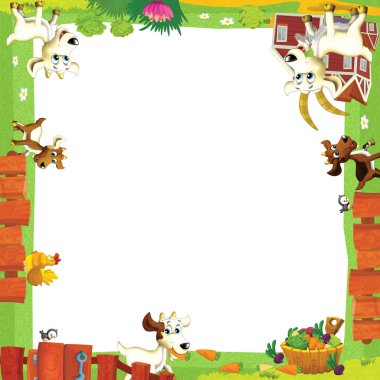 bir çiftlik hayvanları ile sanatsal karikatür çerçeve