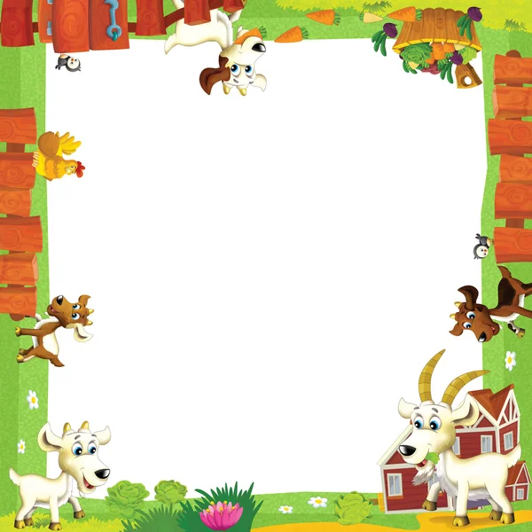 Artistieke cartoon frame met boerderij — Stockfoto
