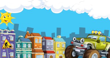 Cartoon city bakmak arazi arabası
