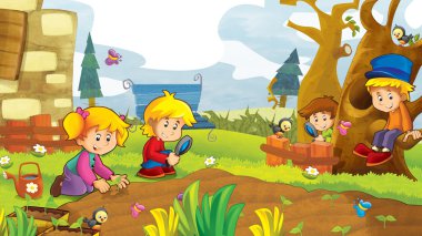 sebze bahçesinde eğleniyor mutlu çocuklar