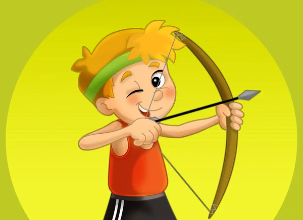 Kid shooting - bow - olympics — Stock Photo, Image