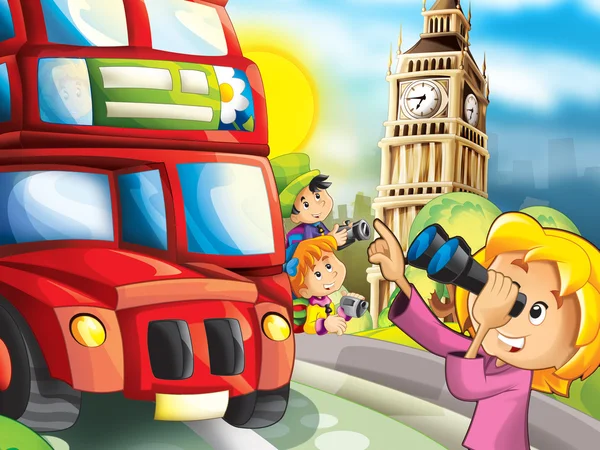 Londres - símbolos principais da cidade - desenho de férias feliz de crianças — Fotografia de Stock