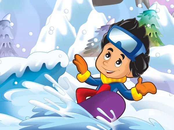Cartoon kid doing freestyle slide — Stock Image Cartoon kid doing freestyle slide Royalty Free Stock Photos