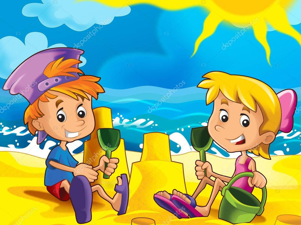 Jeu De Dessin Animé Sur La Plage Photographie