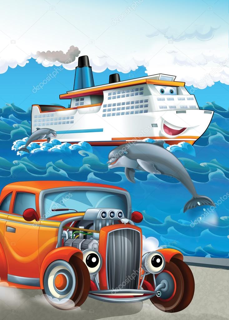 Car and swimming mashines - Illustration for children