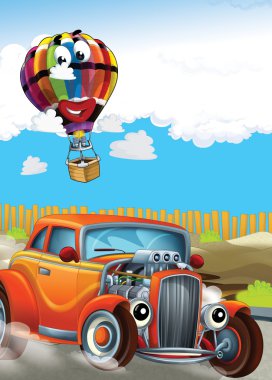 Araba ve balon - çizim çocuklar için