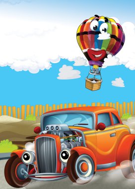 Araba ve balon - çizim çocuklar için