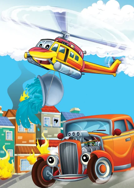 Das Auto und die Flugmaschine - Illustration für die Kinder — Stockfoto