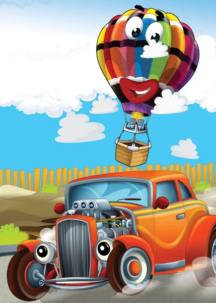 El coche y el globo - Ilustración para niños —  Fotos de Stock