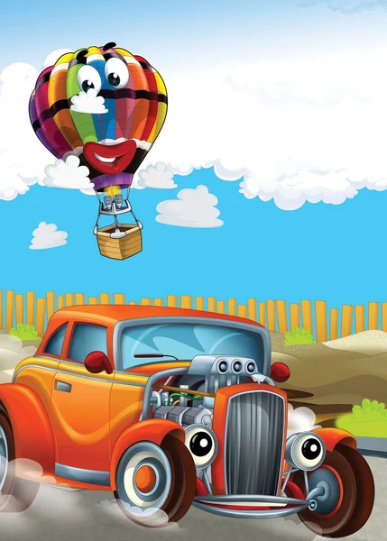 The car and the balloon - Illustration for children — Stock Photo, Image