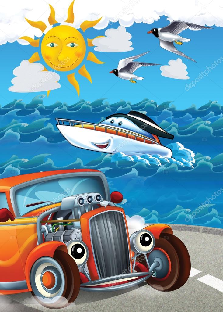 Car and swimming mashines - Illustration for children