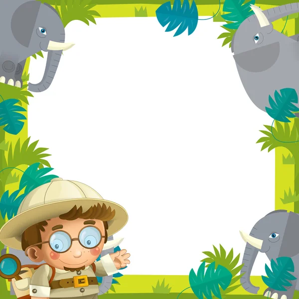 The safari frame - with animals - illustration for the children — Stock Photo, Image