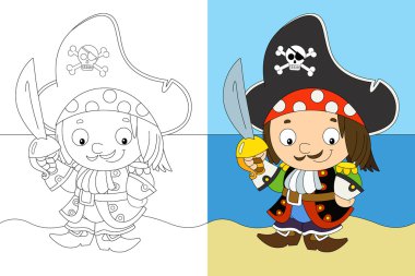 -korsan Kaptan - illüstrasyon çocuklar için boyama sayfa