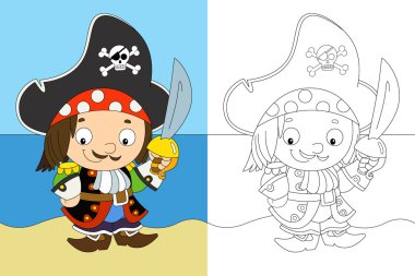 -korsan Kaptan - illüstrasyon çocuklar için boyama sayfa