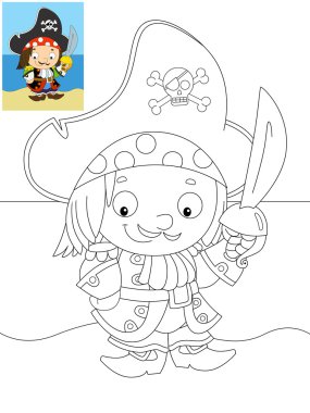 -korsan Kaptan - illüstrasyon çocuklar için boyama sayfa