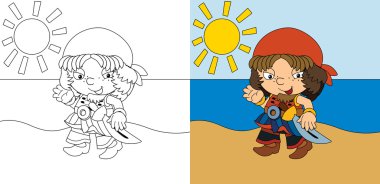 -korsan - illüstrasyon çocuklar için boyama sayfa