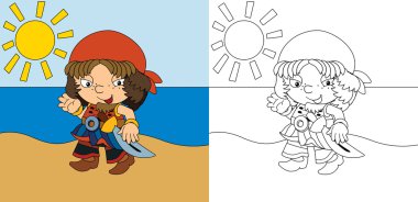 -korsan - illüstrasyon çocuklar için boyama sayfa