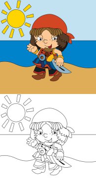 -korsan - illüstrasyon çocuklar için boyama sayfa