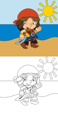 -korsan - illüstrasyon çocuklar için boyama sayfa