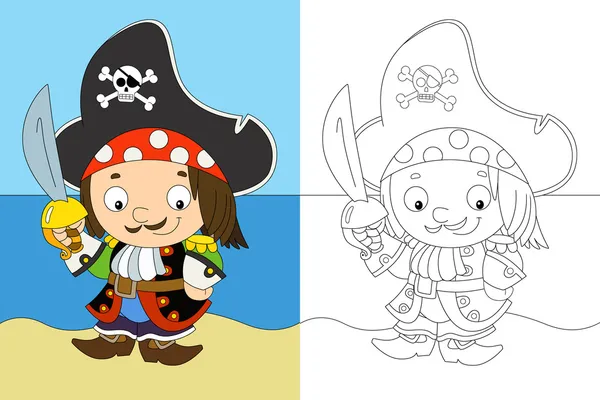 Das Malbuch - Piratenkapitän - Illustration für die Kinder — Stockfoto