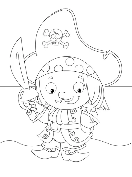 Розмальовка - капітан піратів - ілюстрація для дітей — стокове фото