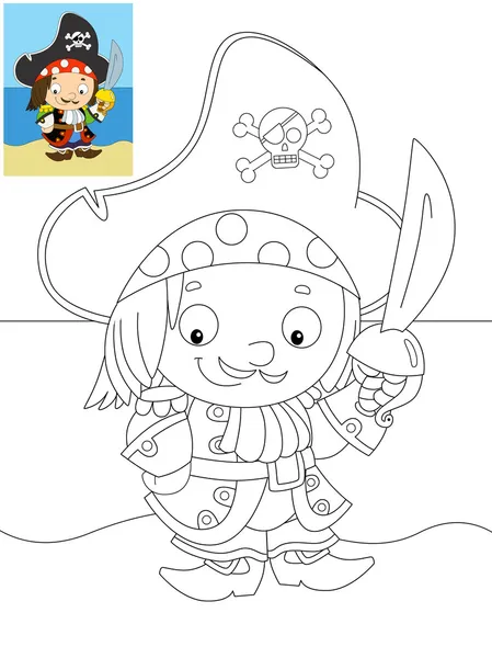 A página de colorir - capitão pirata - ilustração para as crianças — Fotografia de Stock