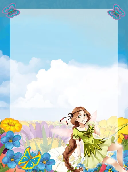 Bajki - manga piękna dziewczyna - ilustracja — Zdjęcie stockowe