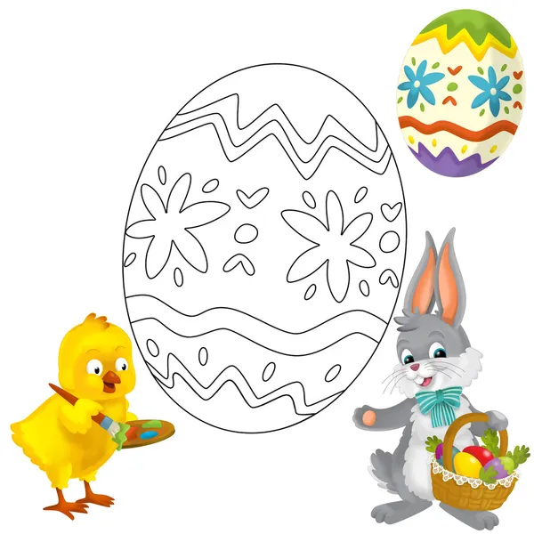 The happy easter chicken and bunny — Stock Photo, Image