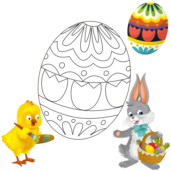 The happy easter chicken and bunny — Stock Photo, Image