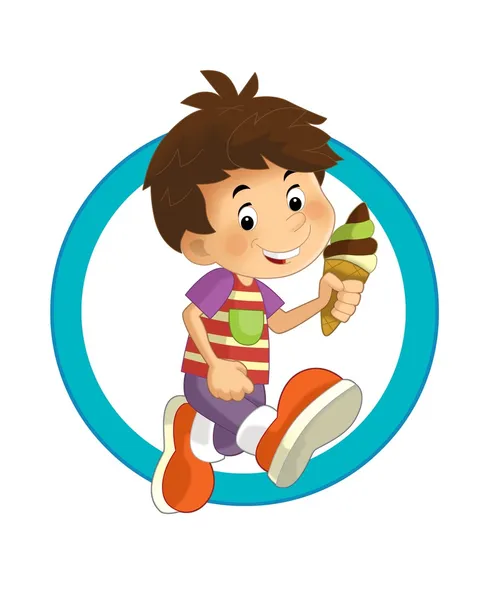 Junge isst ein Eis — Stockfoto